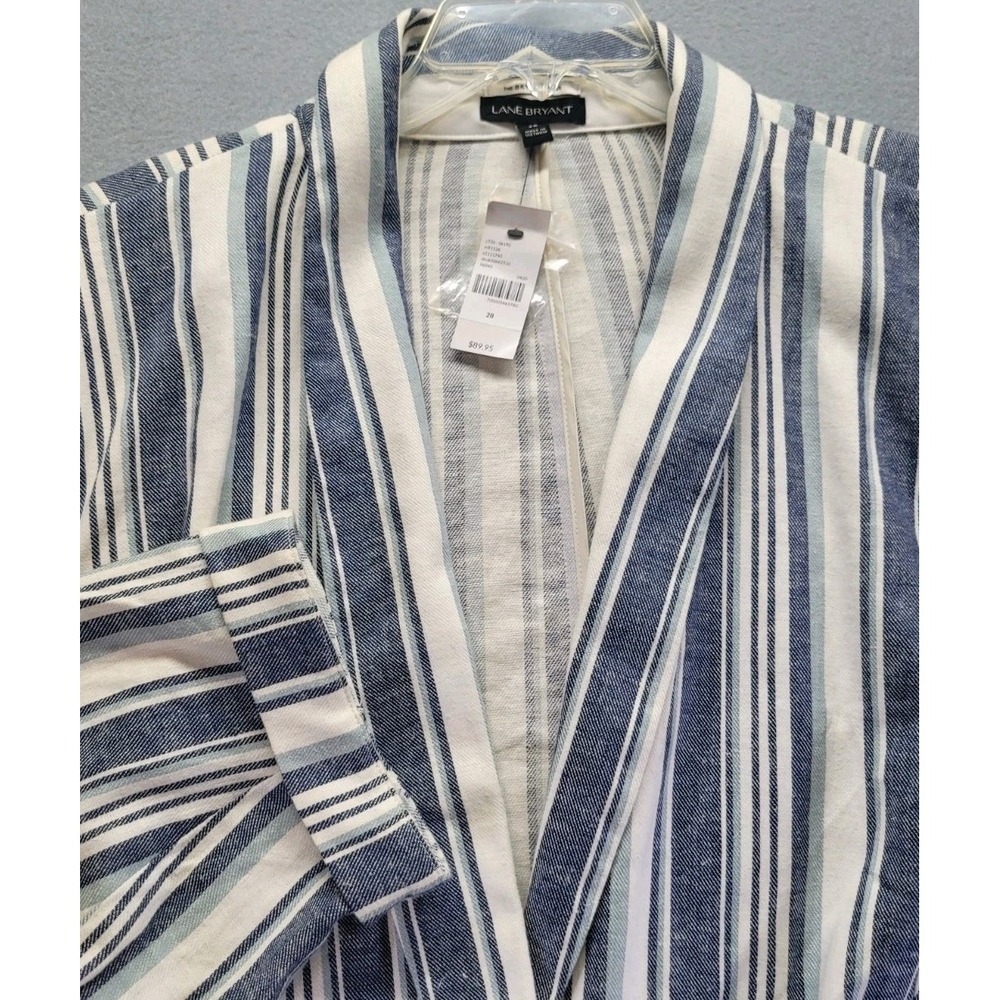 New Lane Bryant The‎ Bryant Blazer Linen Blend Jacket Striped Women's 28 Boho